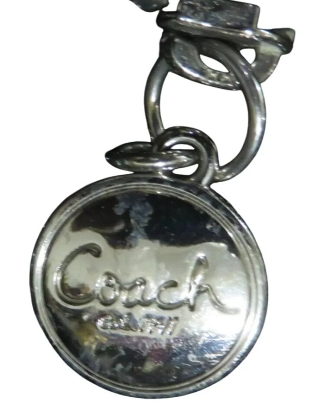 Coach Vintage Black Signature C Jacquard Canvas & Leather Wristlet & Charm Pull